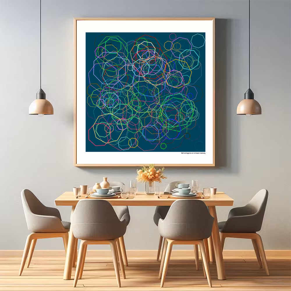 182 octagons on crimson melody in room setting