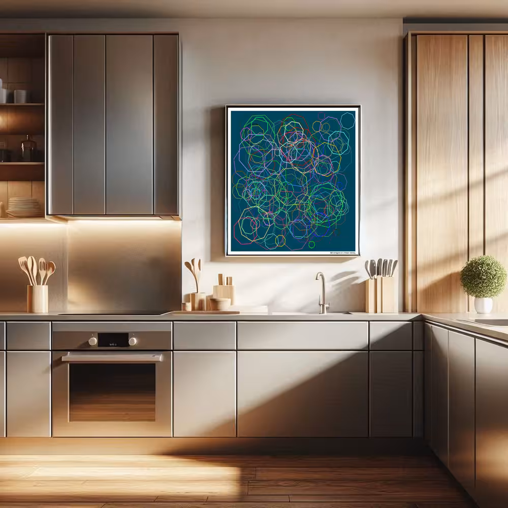 182 octagons on crimson melody in room setting