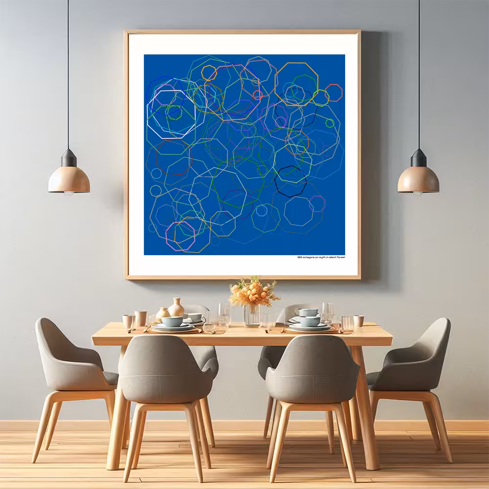 109 octagons on myth in silent forest in room setting