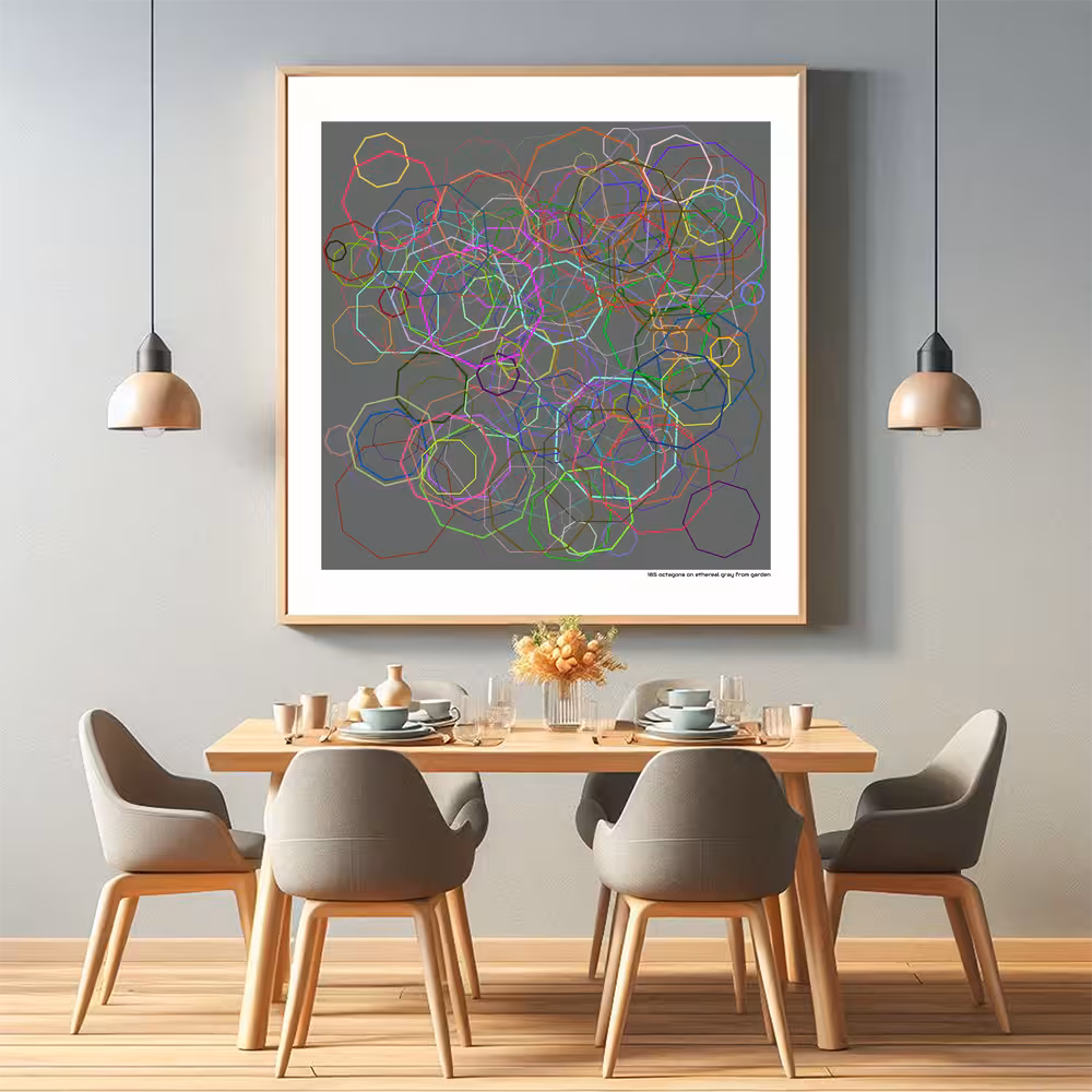 185 octagons on ethereal gray from garden in room setting