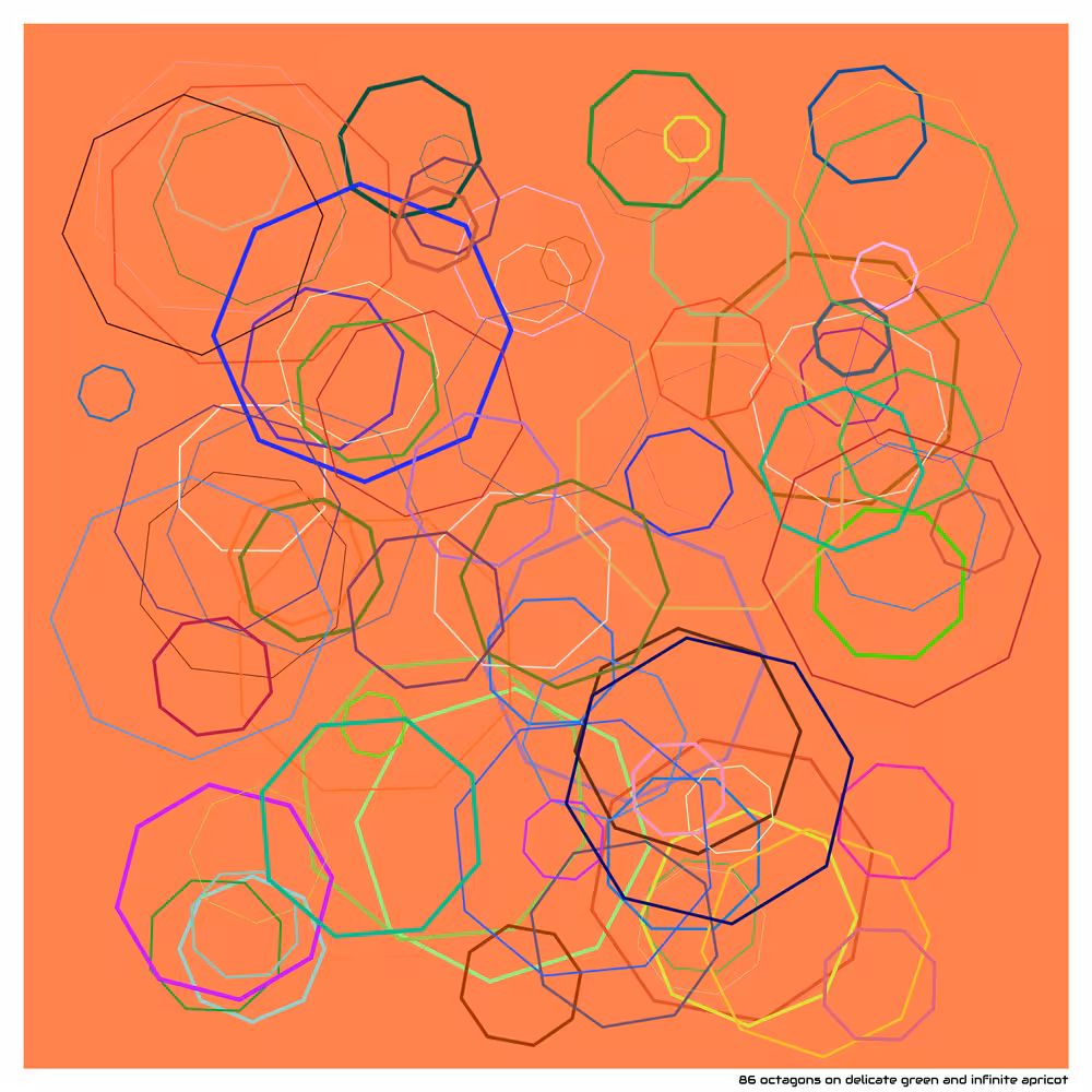 86 octagons on delicate green and infinite apricot