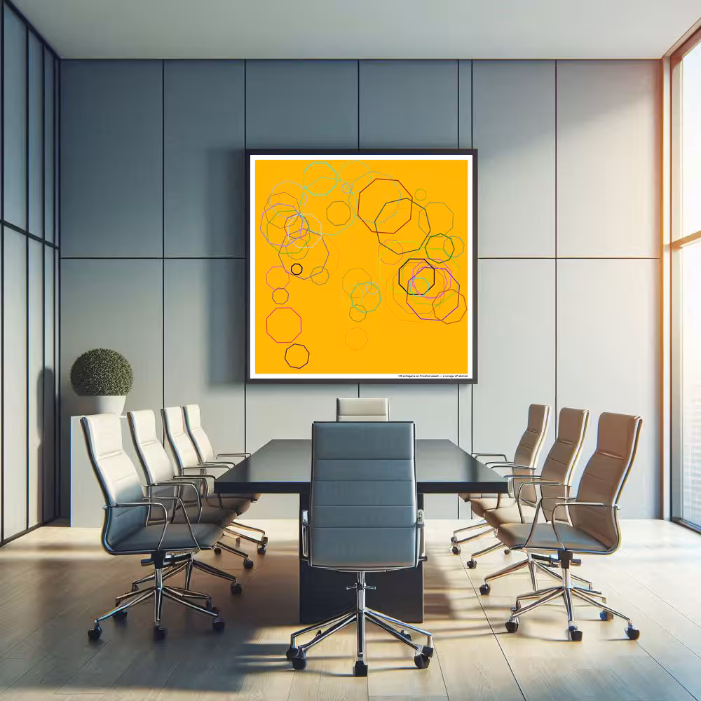 49 octagons on frosted peach — a mirage of silence in room setting