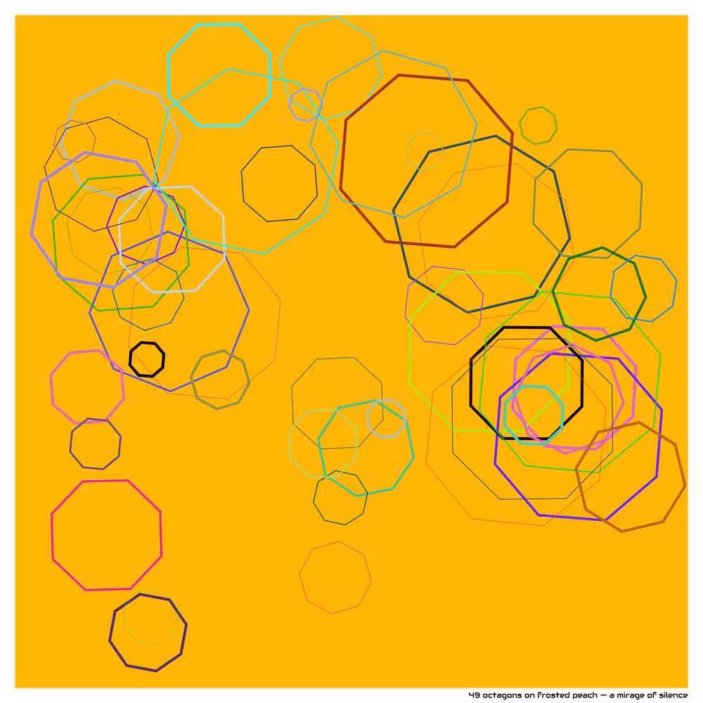 49 octagons on frosted peach — a mirage of silence