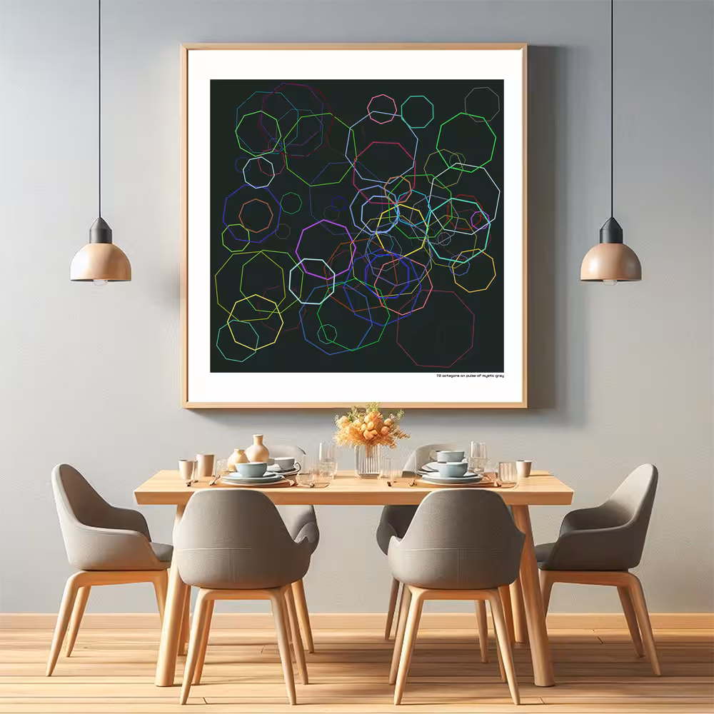 72 octagons on pulse of mystic gray in room setting
