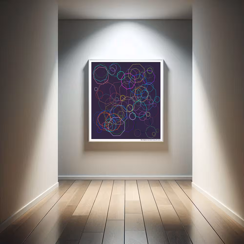 106 octagons on burnished honey with a aura in room setting