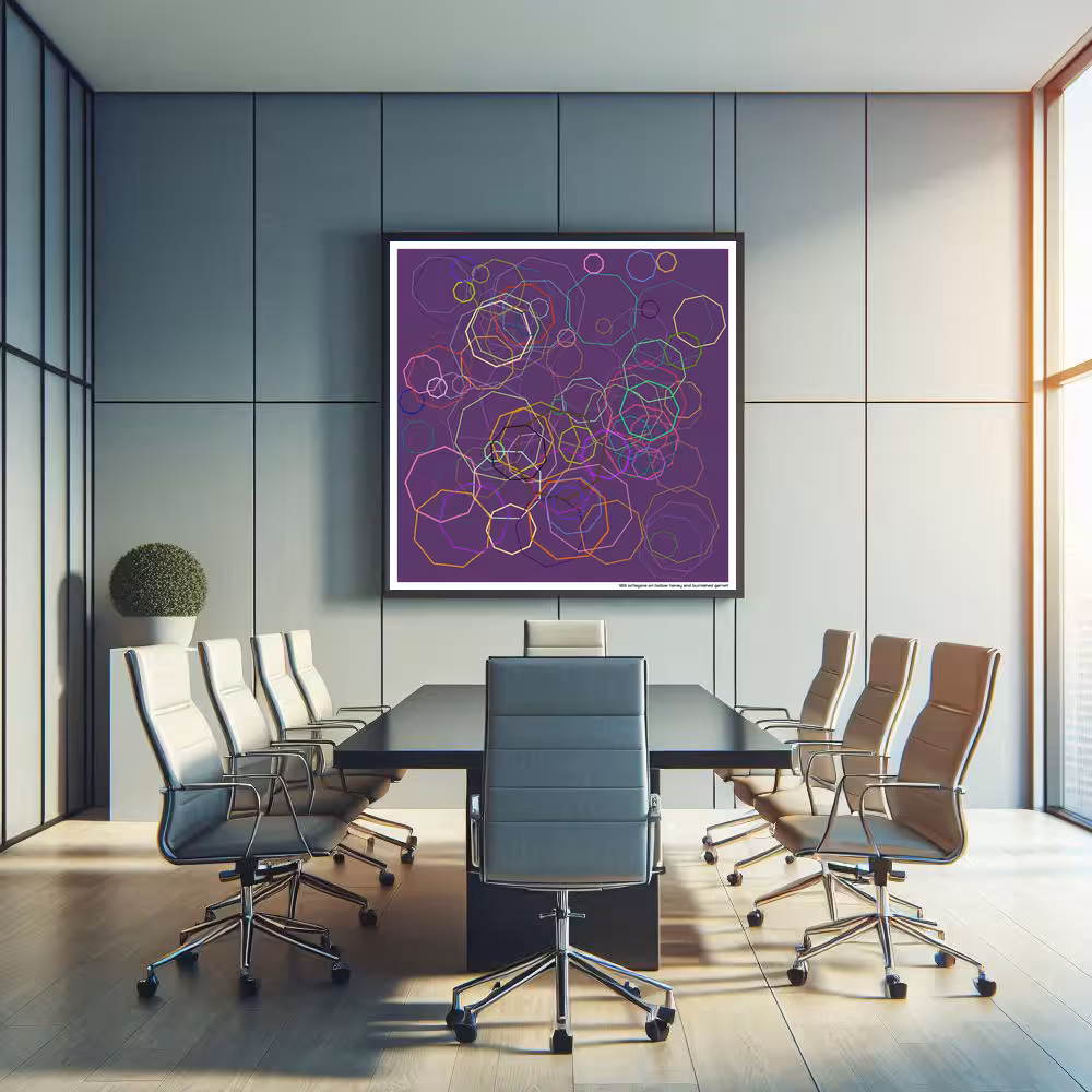 103 octagons on hollow honey and burnished garnet in room setting