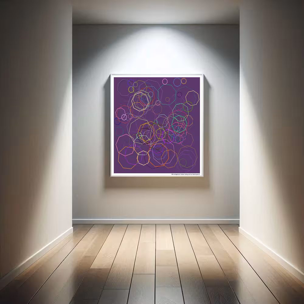 103 octagons on hollow honey and burnished garnet in room setting