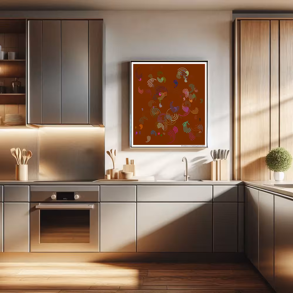 104 orbitarcs on ruin of gleaming green and obsidian in room setting