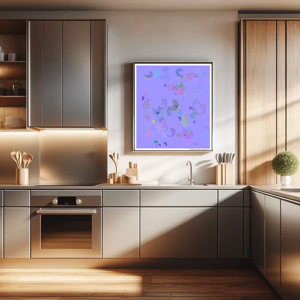 128 orbitarcs on flame of vivid rose and dust in room setting