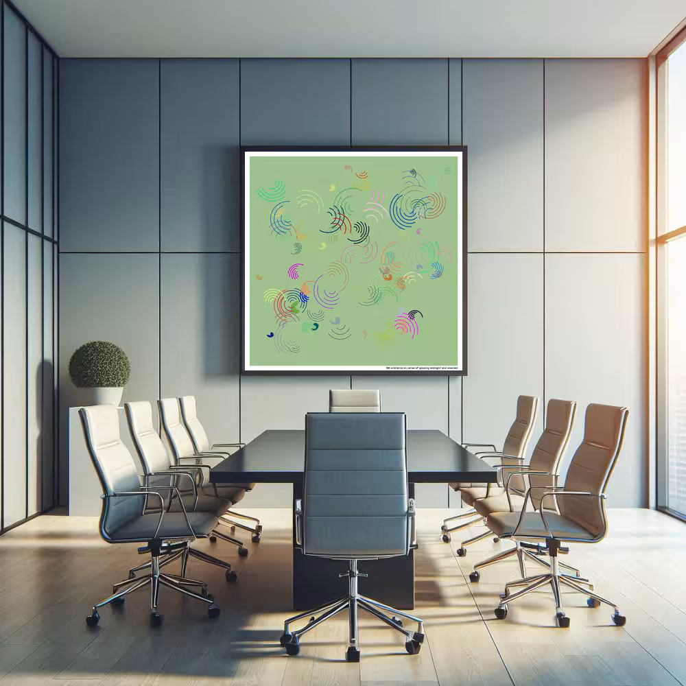 98 orbitarcs on verse of glowing midnight and emerald in room setting