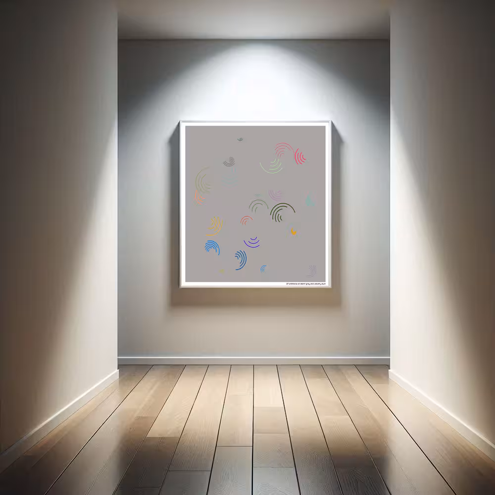 27 orbitarcs on silent gray and velvety plum in room setting