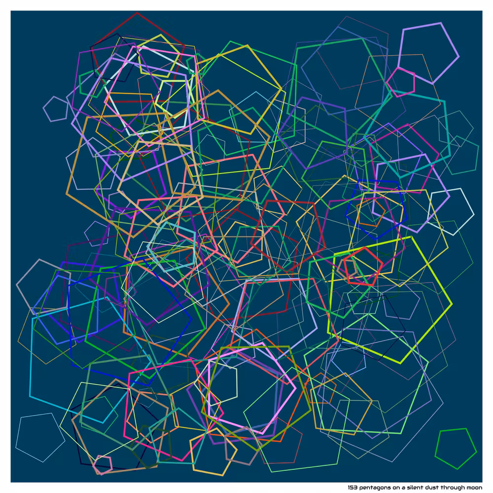 153 pentagons on a silent dust through moon