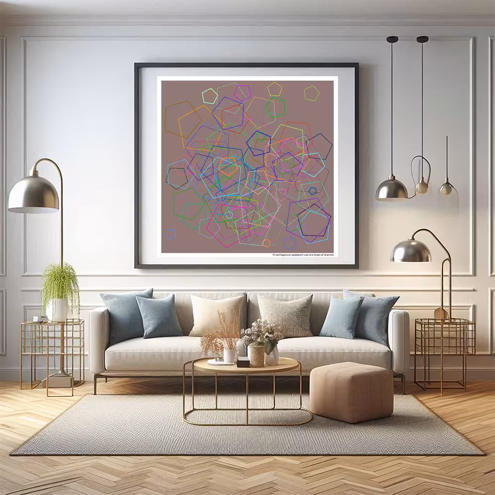 114 pentagons on opalescent void and dream of phantom in room setting