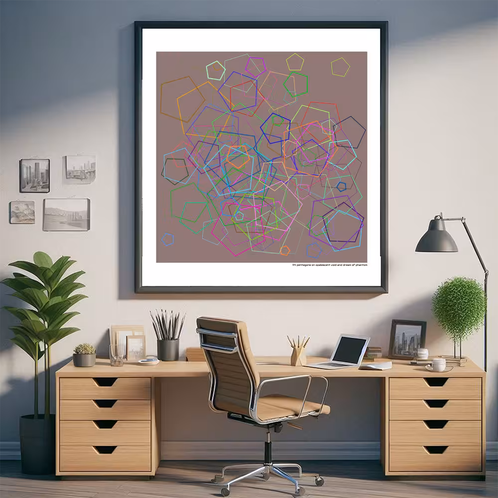 114 pentagons on opalescent void and dream of phantom in room setting