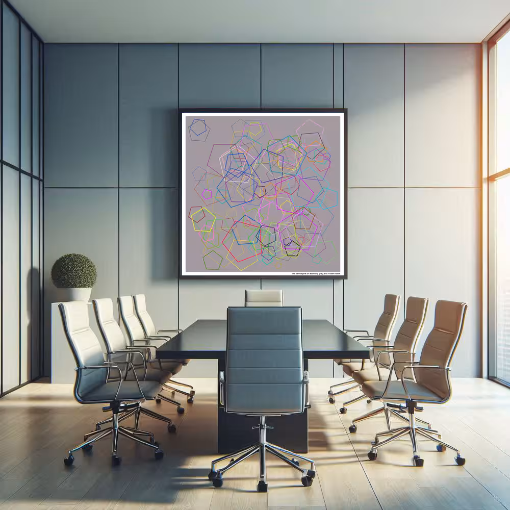 130 pentagons on soothing gray and frozen hazel in room setting