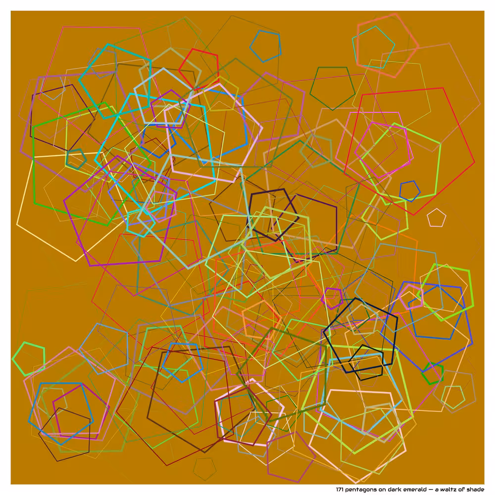 171 pentagons on dark emerald — a waltz of shade