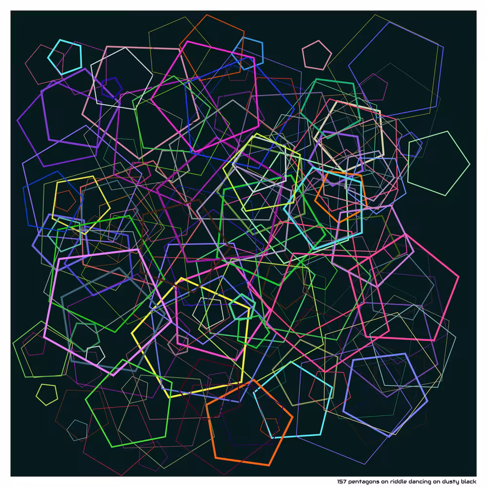 157 pentagons on riddle dancing on dusty black