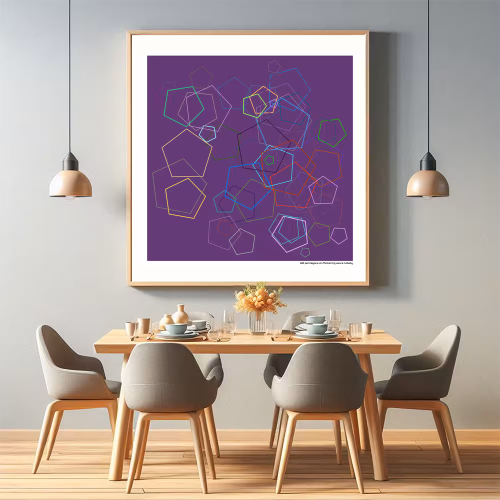 60 pentagons on flickering azure lullaby in room setting
