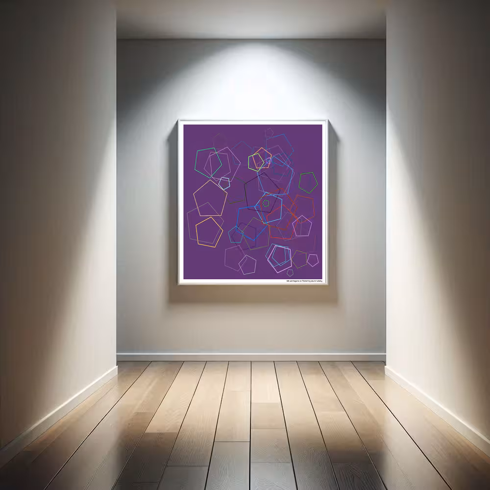 60 pentagons on flickering azure lullaby in room setting