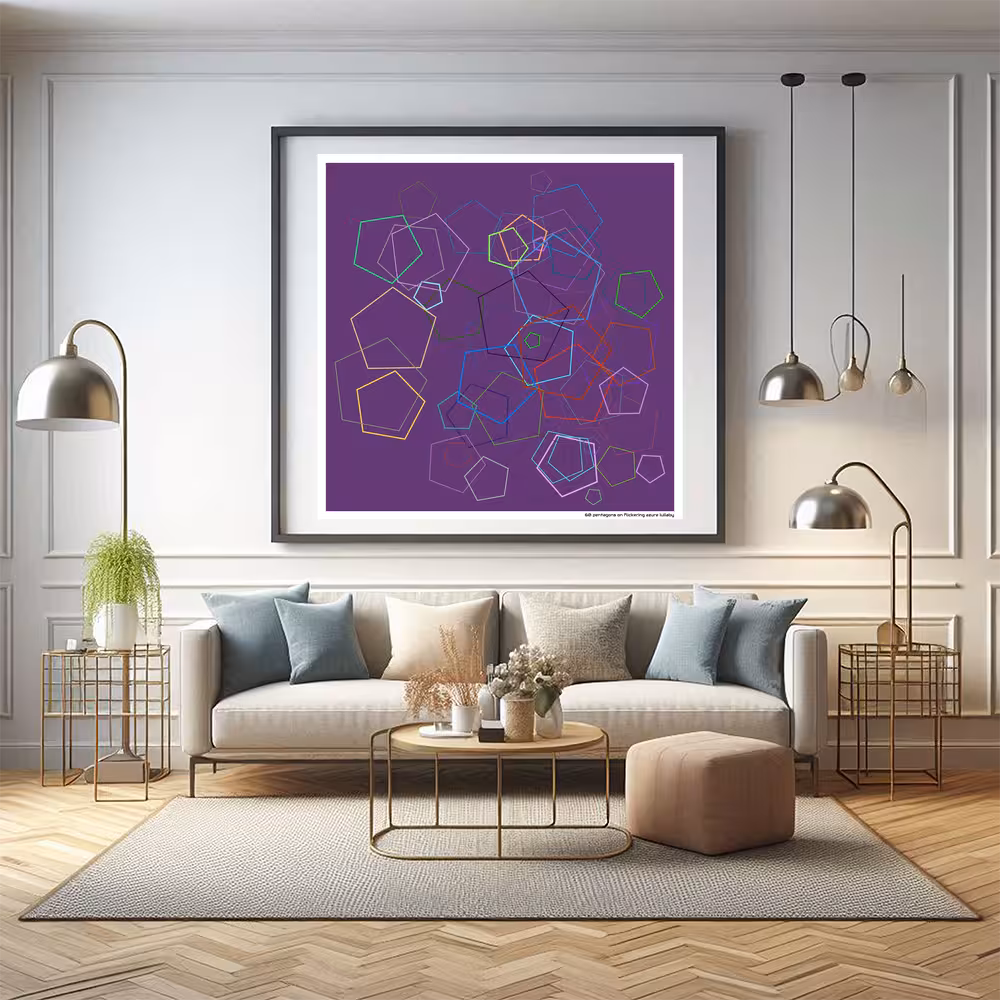 60 pentagons on flickering azure lullaby in room setting