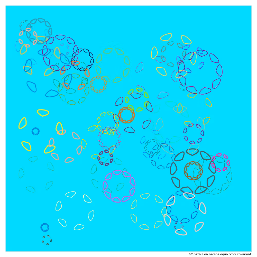 52 petals on serene aqua from covenant