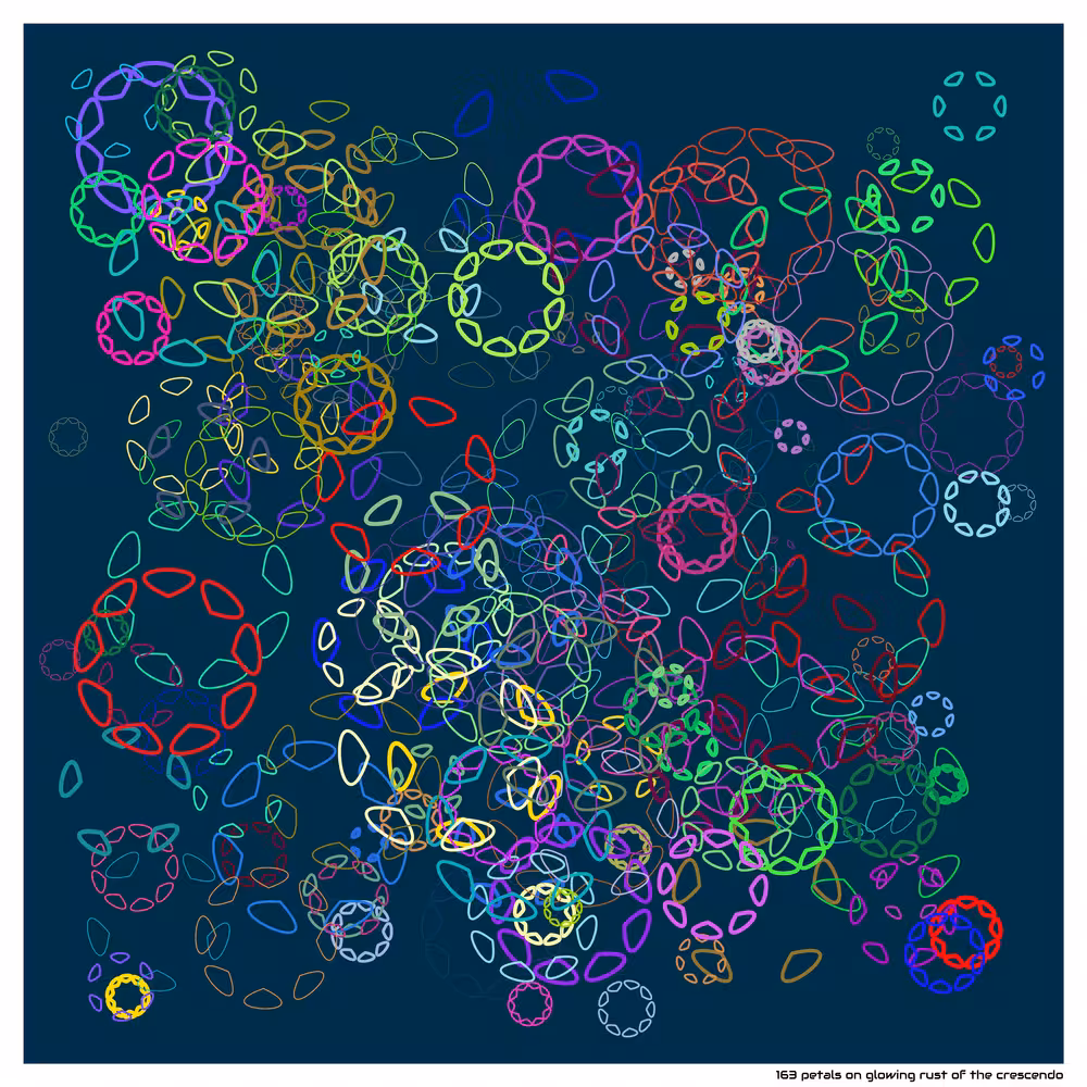 163 petals on glowing rust of the crescendo