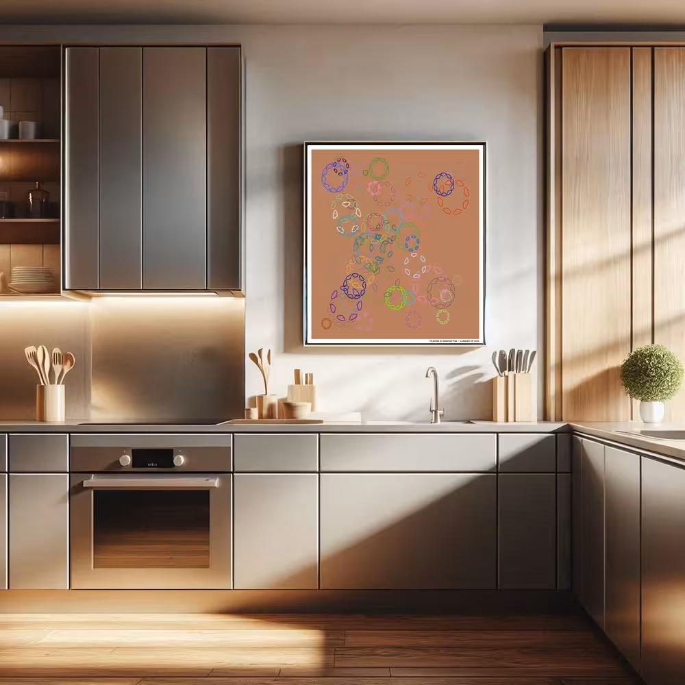 73 petals on bleached flax — a descent of echo in room setting