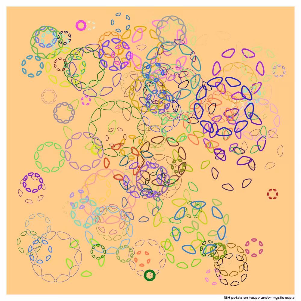 124 petals on taupe under mystic sepia