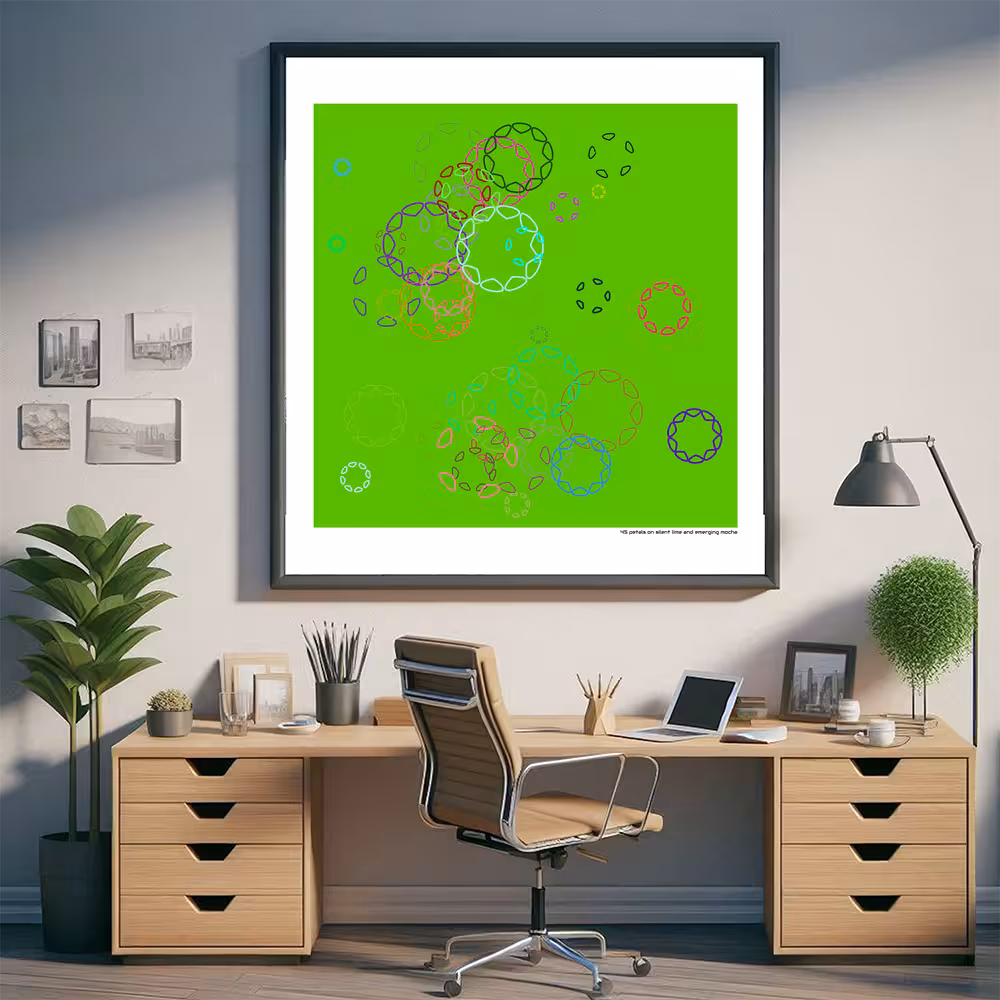 45 petals on silent lime and emerging mocha in room setting