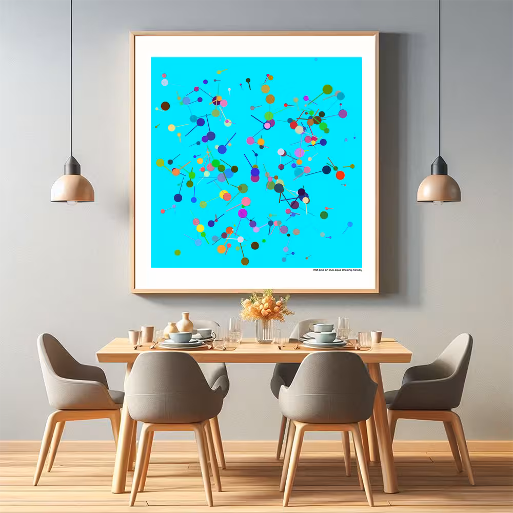 190 pins on dull aqua chasing melody in room setting