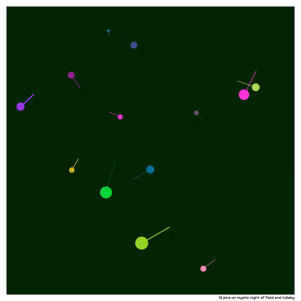 13 pins on mystic night of field and lullaby