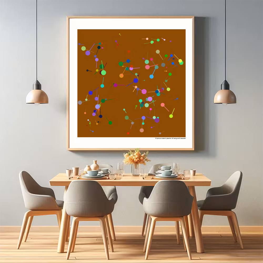 111 pins on silent pewter of song and cascade in room setting