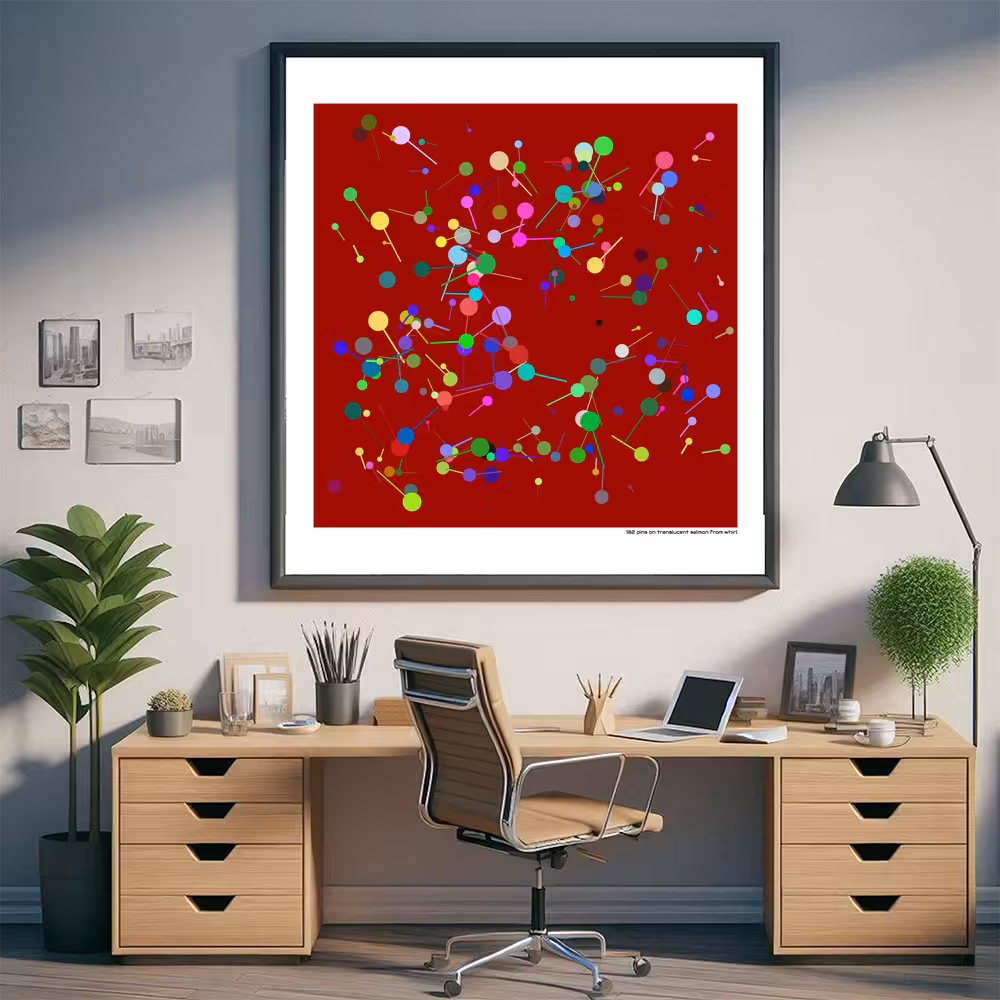 182 pins on translucent salmon from whirl in room setting