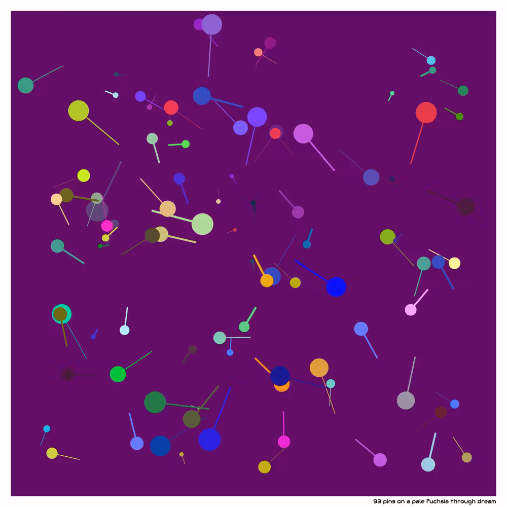 93 pins on a pale fuchsia through dream