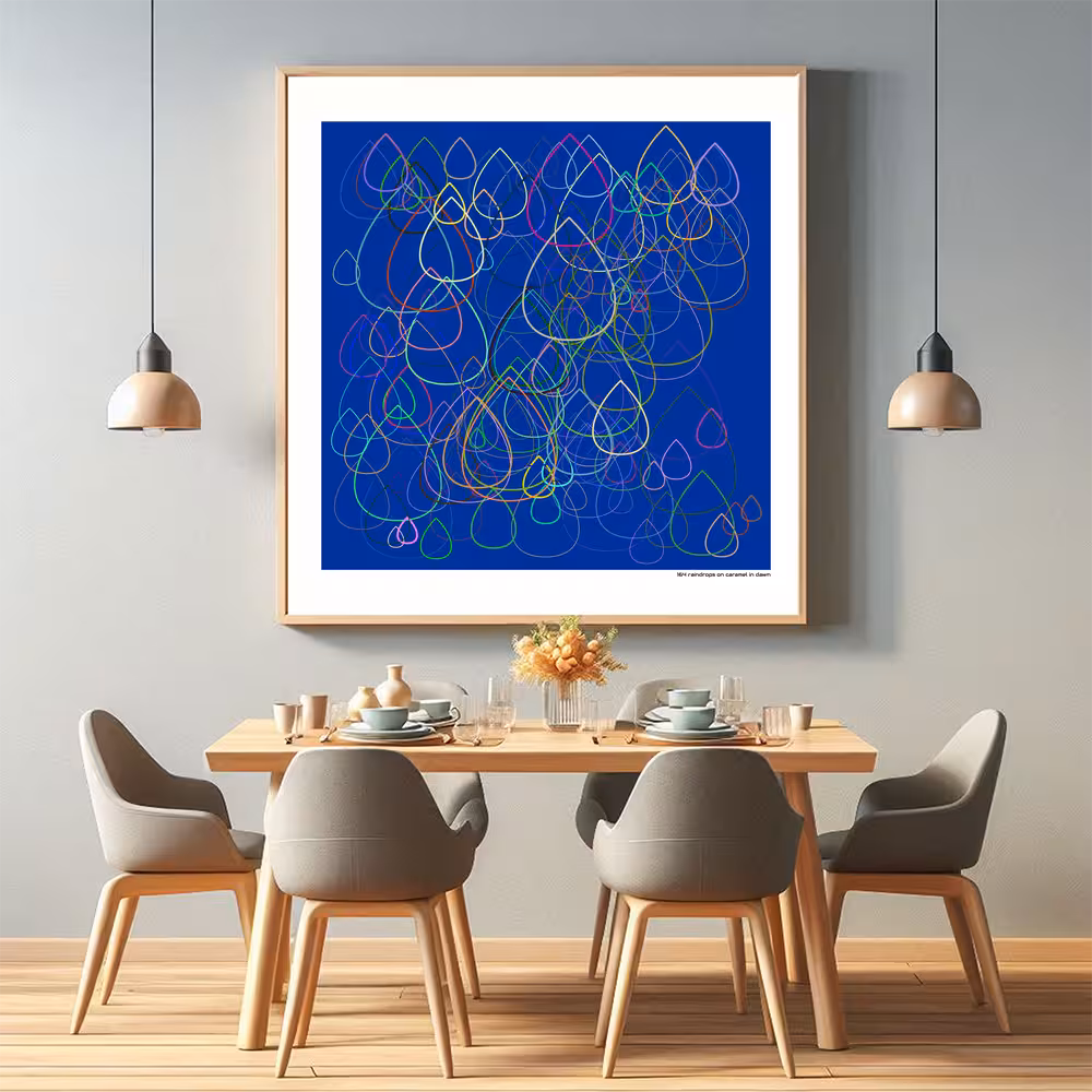 164 raindrops on caramel in dawn in room setting