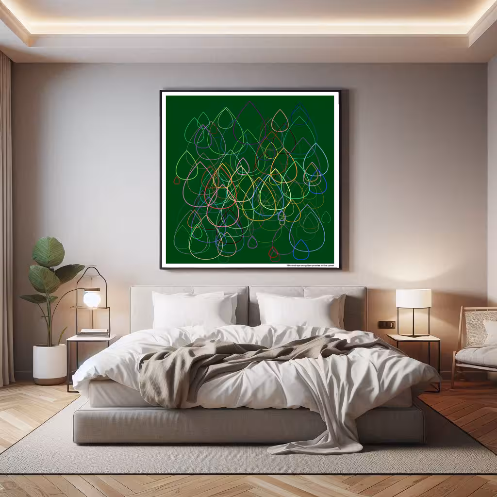 110 raindrops on golden promise in the comet in room setting