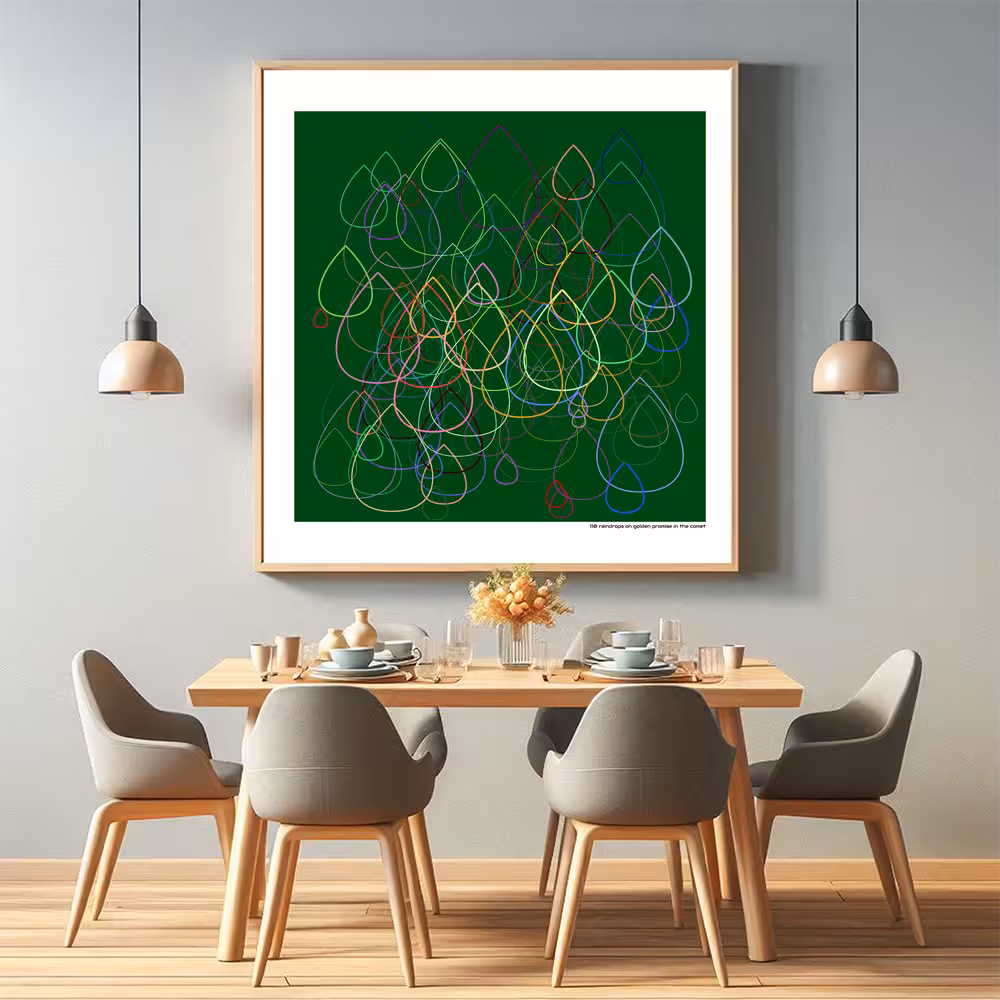 110 raindrops on golden promise in the comet in room setting