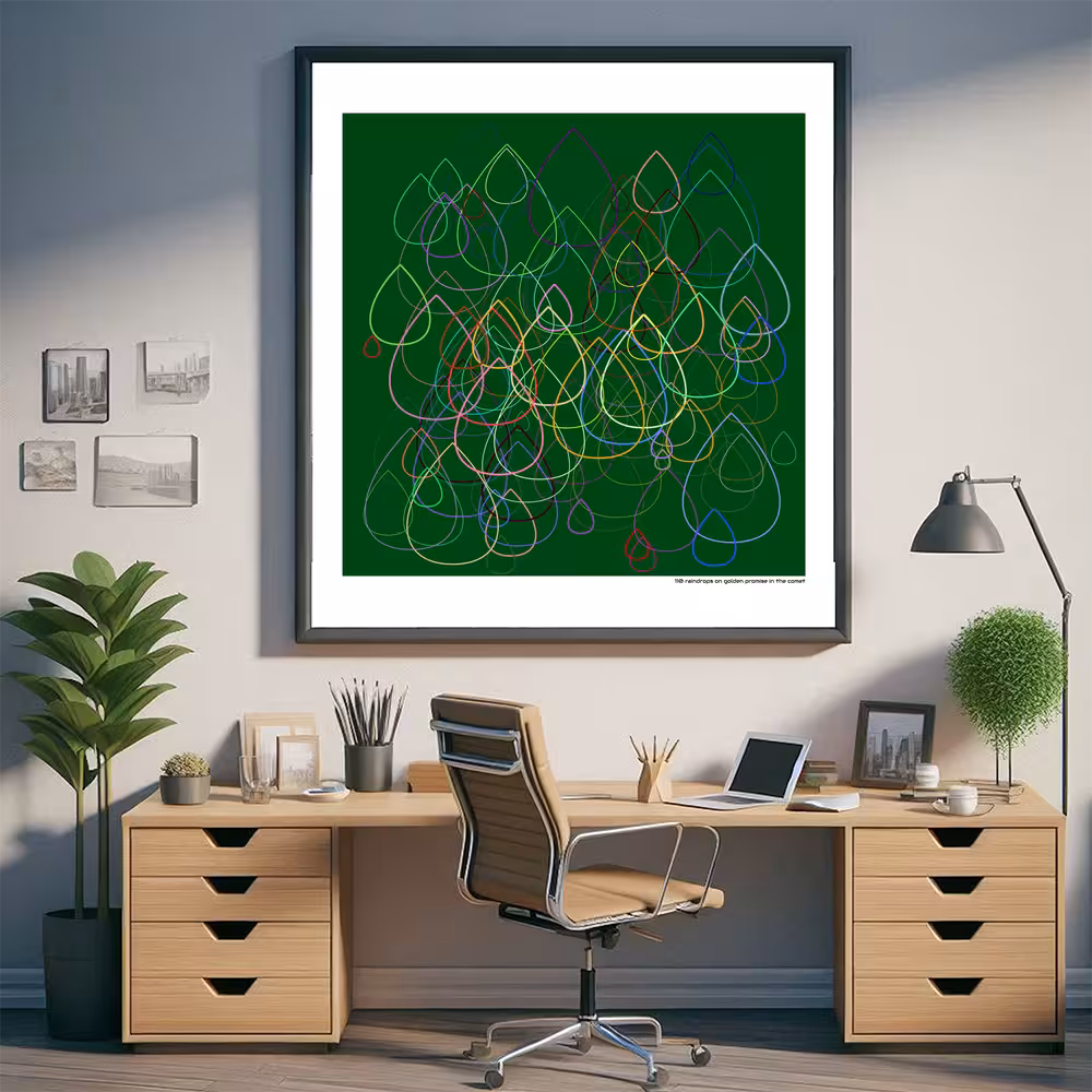 110 raindrops on golden promise in the comet in room setting