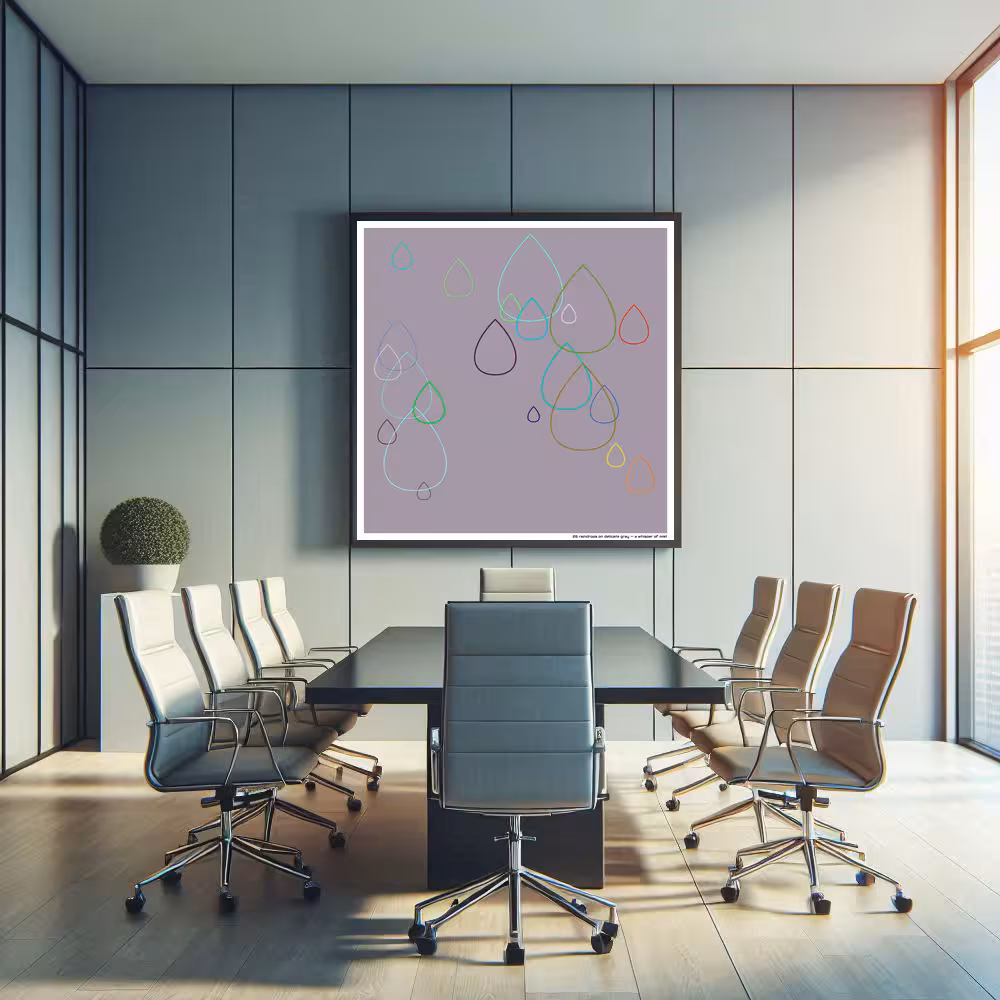 26 raindrops on delicate gray — a whisper of mist in room setting