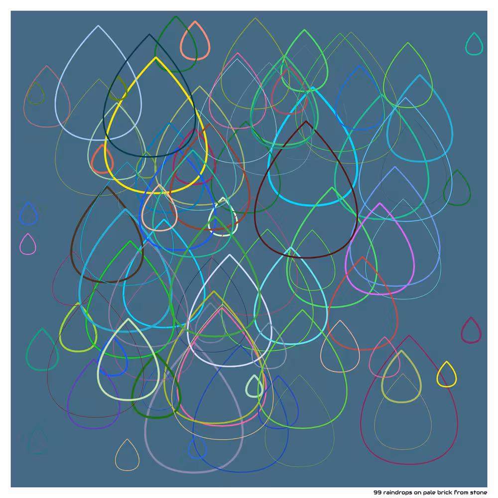 99 raindrops on pale brick from stone