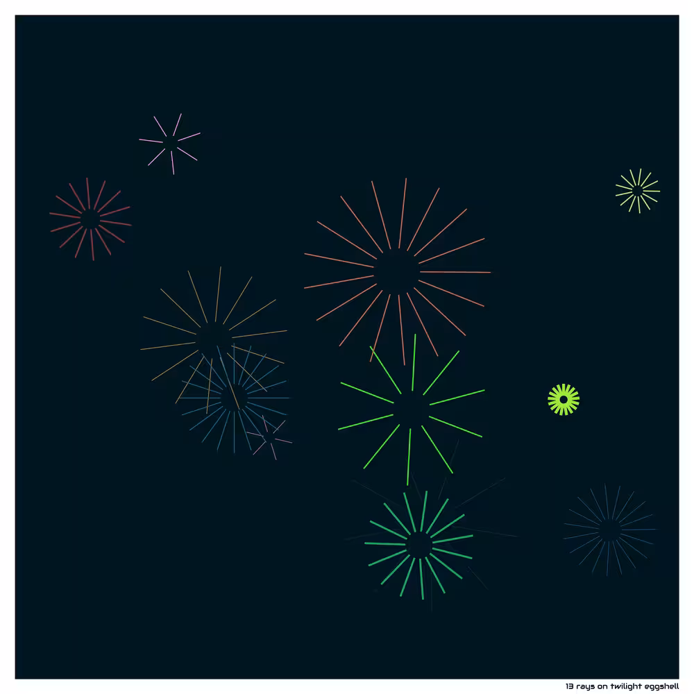 13 rays on twilight eggshell