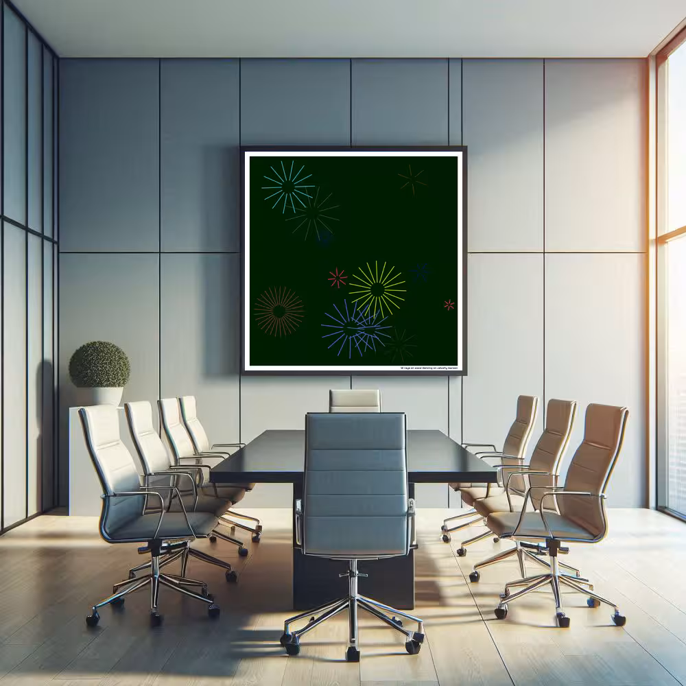 12 rays on wave dancing on velvety maroon in room setting