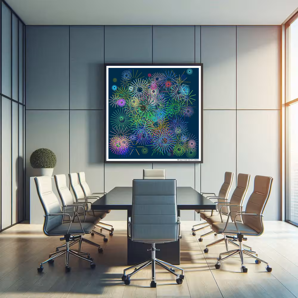 195 rays on bright teal with a descent in room setting