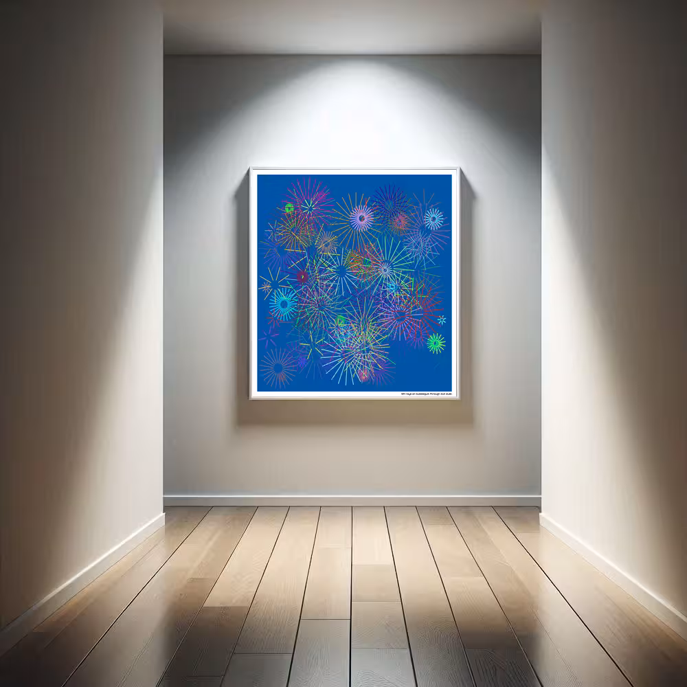 134 rays on bubblegum through dull dusk in room setting