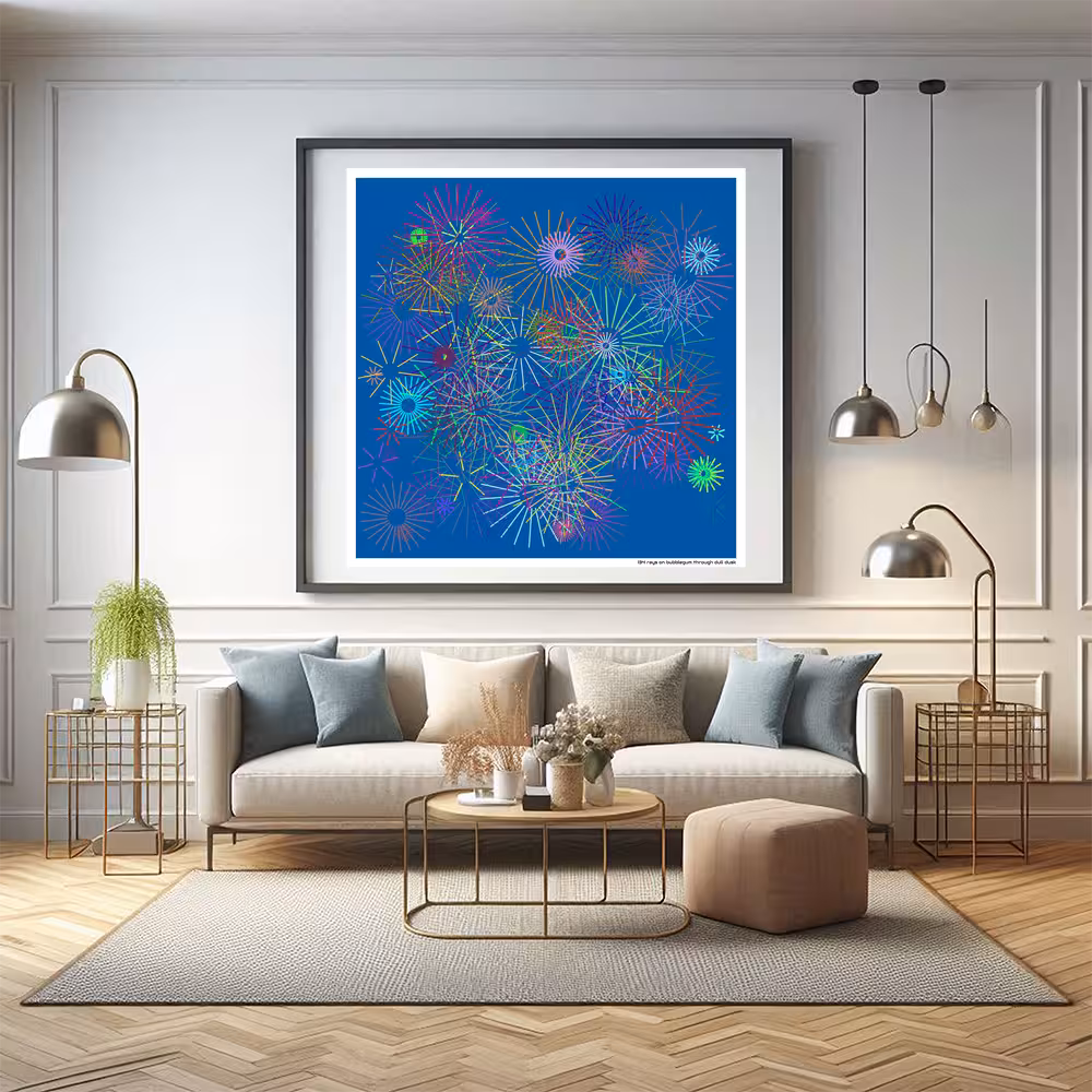 134 rays on bubblegum through dull dusk in room setting