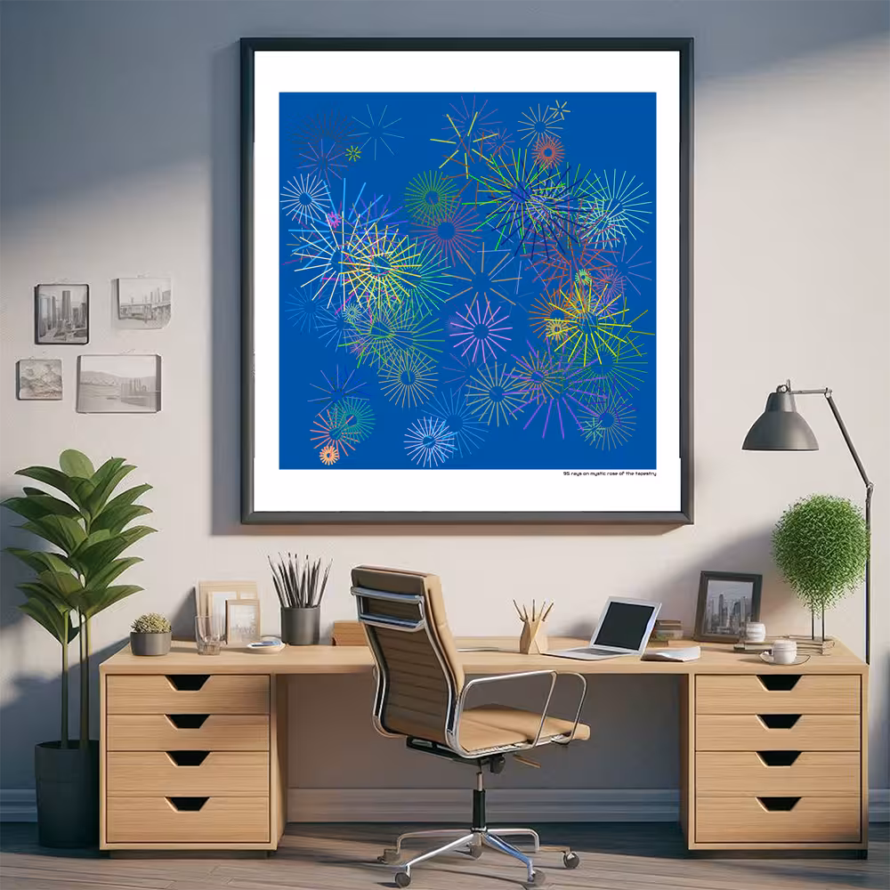 95 rays on mystic rose of the tapestry in room setting