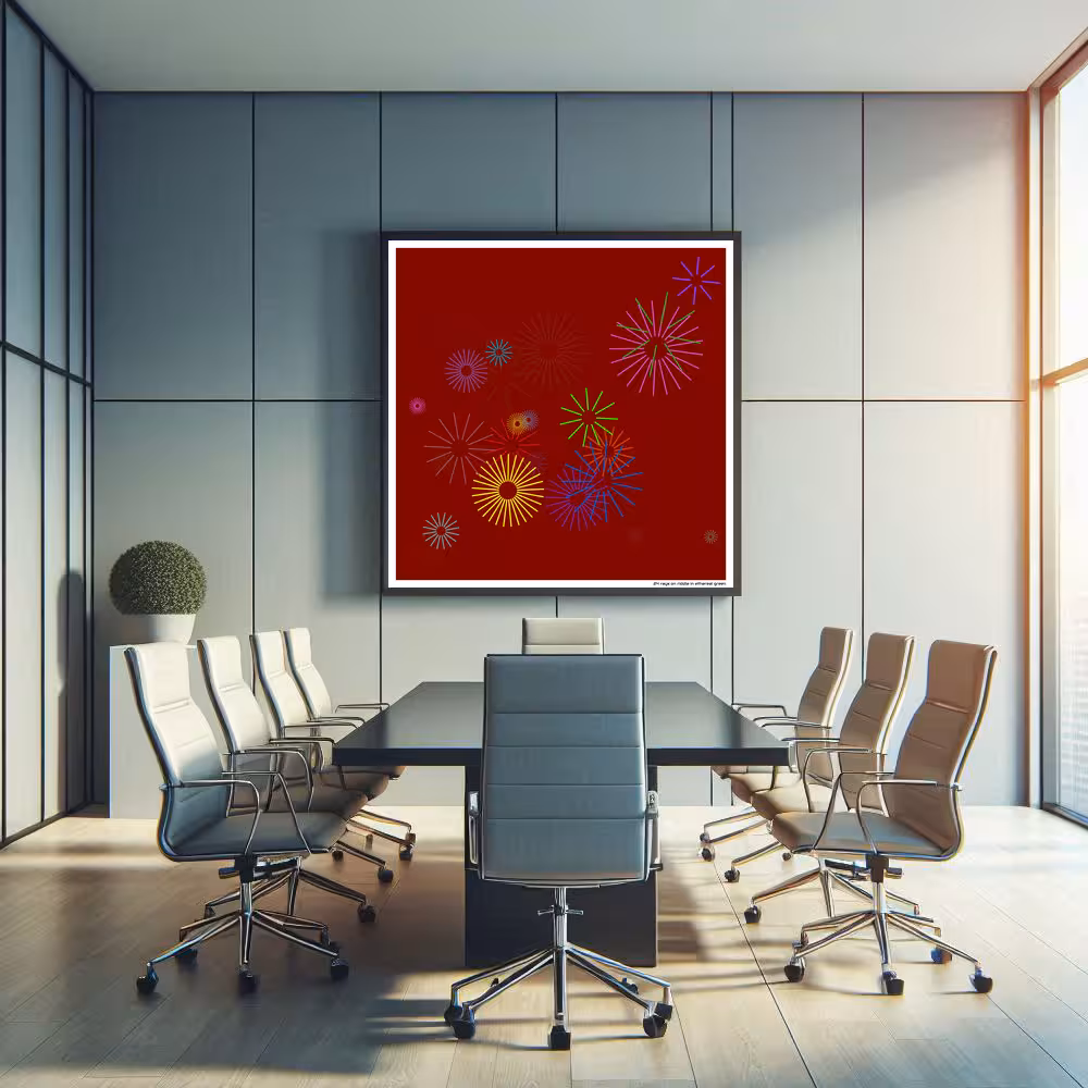 24 rays on riddle in ethereal green in room setting