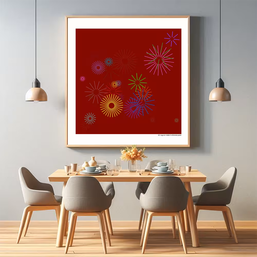 24 rays on riddle in ethereal green in room setting