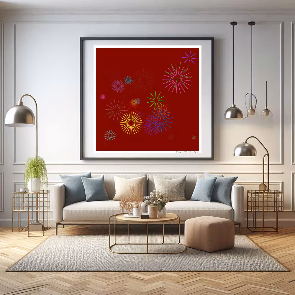 24 rays on riddle in ethereal green in room setting