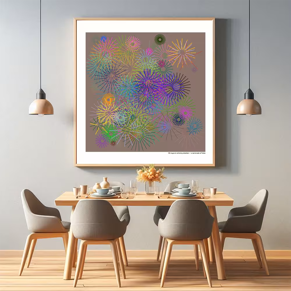 119 rays on echoing obsidian — a serenade of bliss in room setting